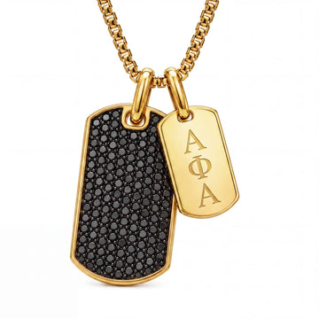 Alpha Phi Alpha Black Pavé Dogtag