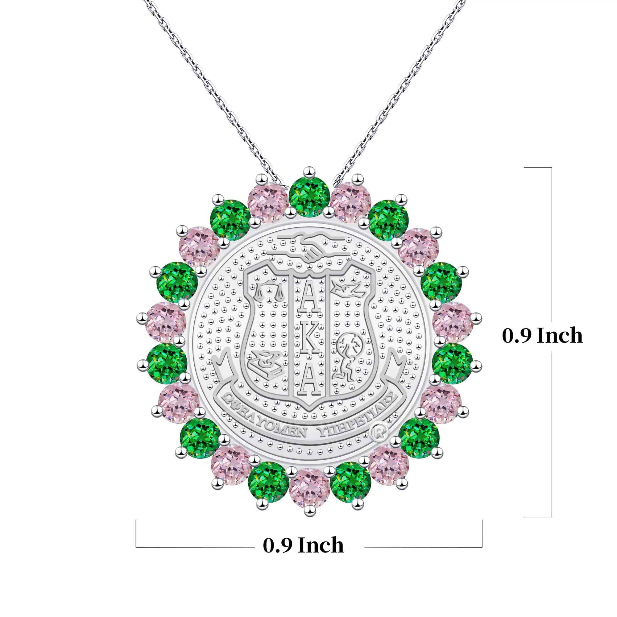 Sunburst AKA Shield Pink and Green Pendant Sterling Silver (Chain Sold Separately)