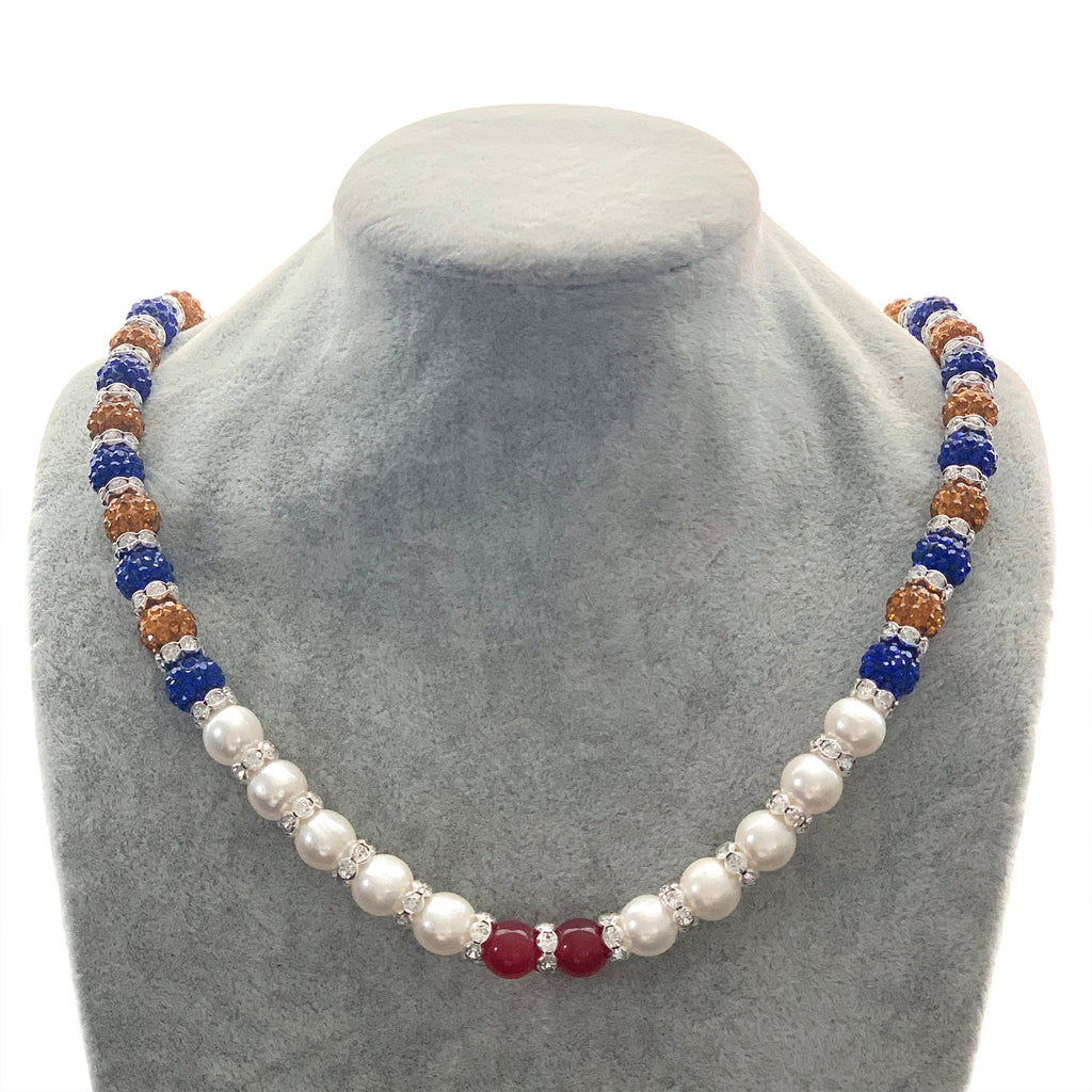 10 Pearls 2 Rubies Necklace - Gratia Pearl