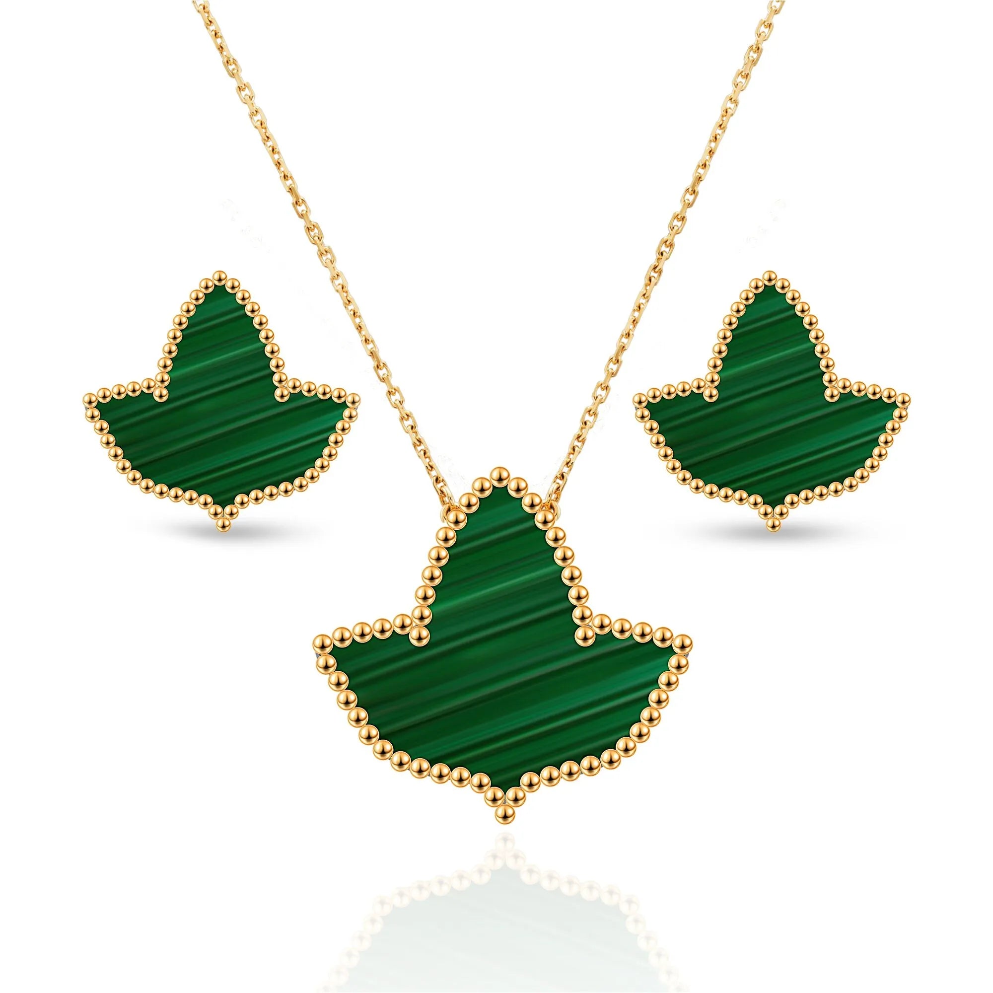 24k Gold Plated Malachite Ivy Set