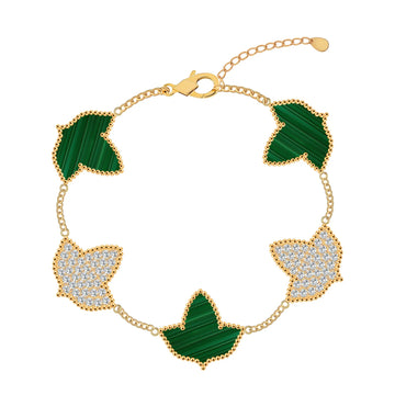 AKA 5 Ivy Malachite Bracelet 24K Gold Plated