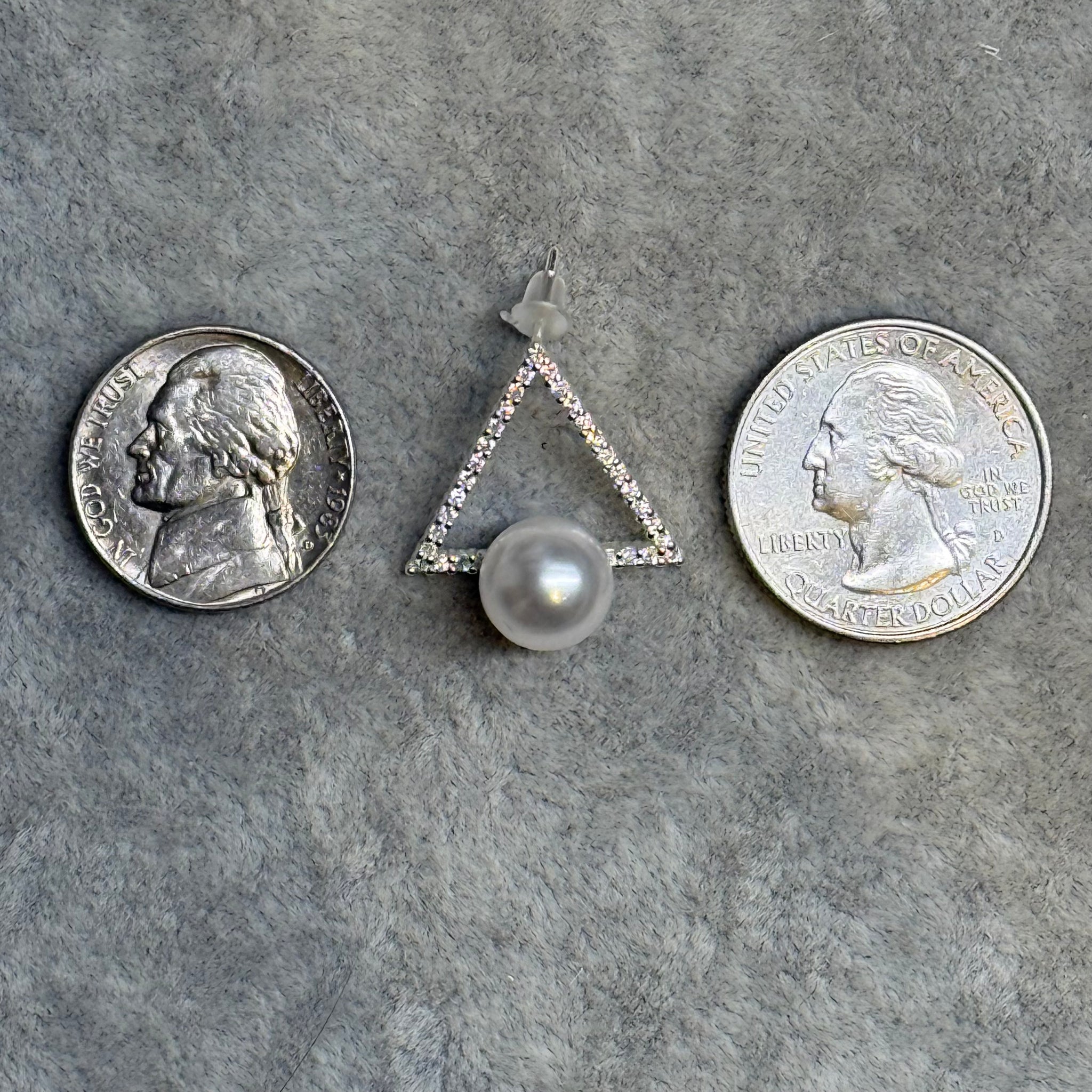 Triangle Pearl Earrings