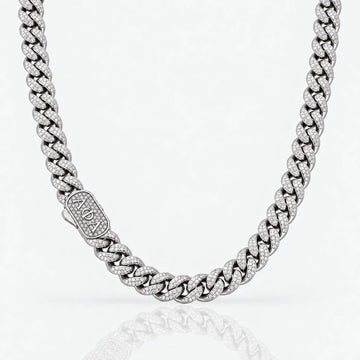 Alpha Phi Alpha Iced Out Silver Cuban Chain Necklace