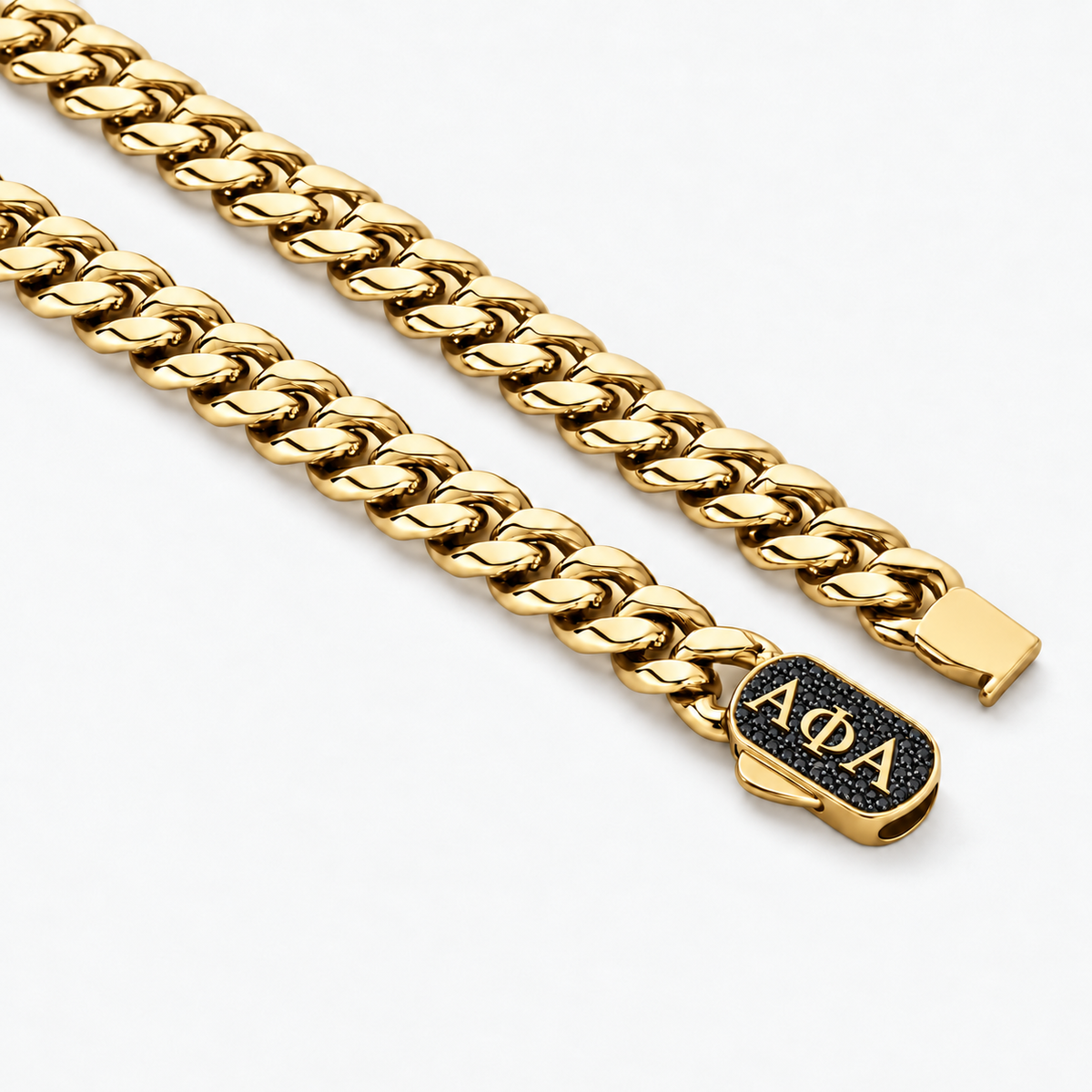 Alpha Phi Alpha Black Pavé Cuban Chain Necklace