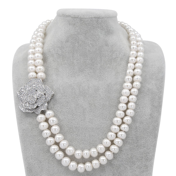 Rose Double Strand Pearl Necklace