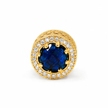 Gold Fancy Blue Radiant Charm