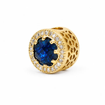 Gold Fancy Blue Radiant Charm