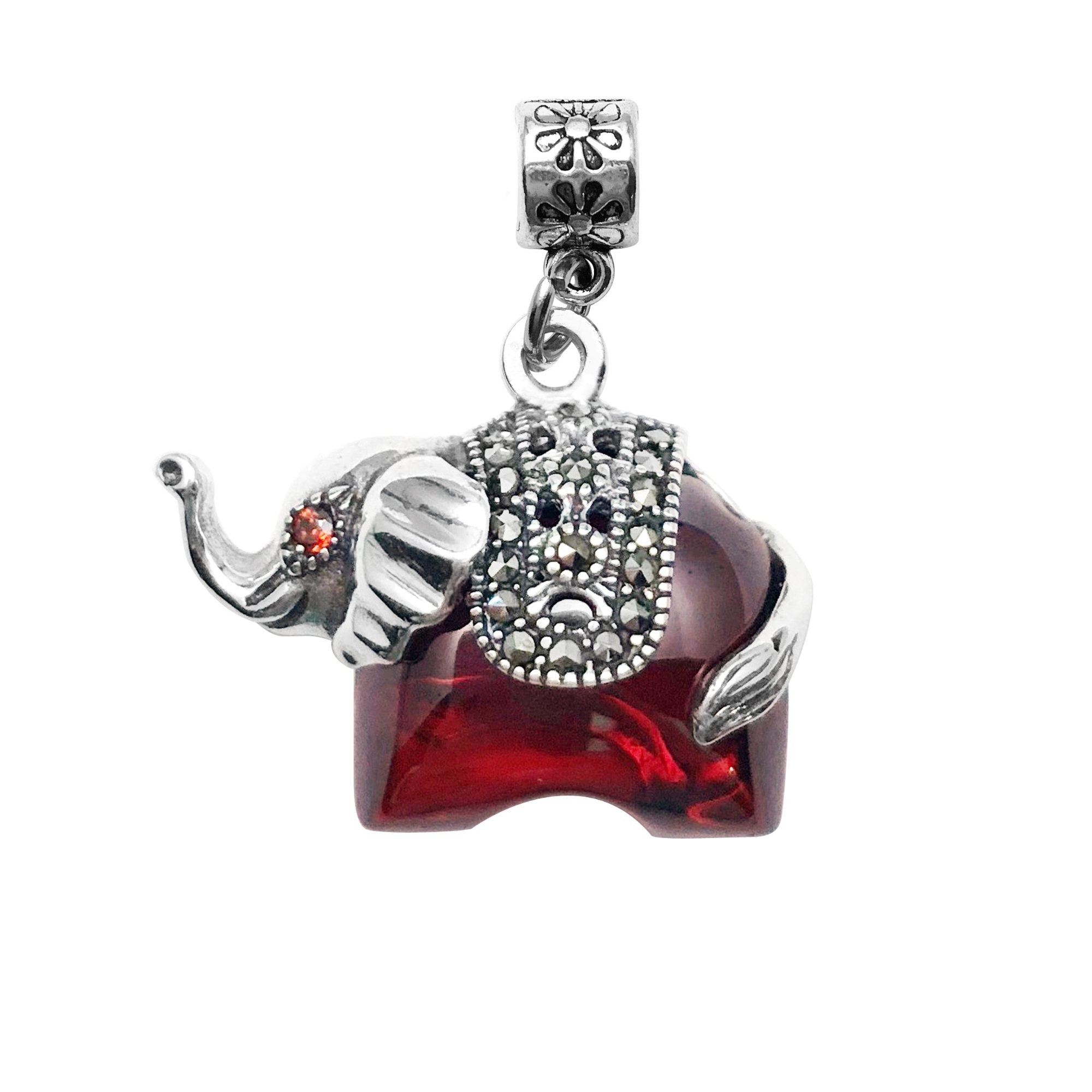Red Elephant Sterling Silver Charm