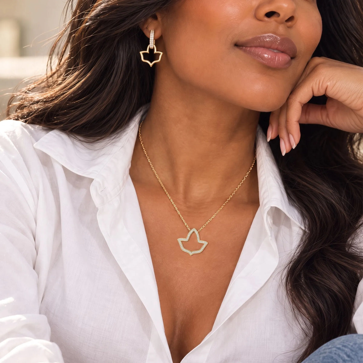 AKA Ivy Halo Sterling Silver Pendant in Gold (Chain Sold Separately)