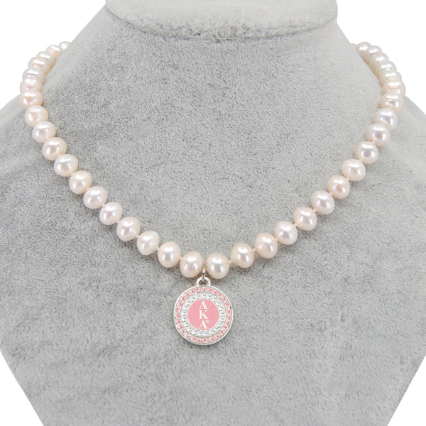 AKA Pink Round Charm Pearl Necklace - Gratia Pearl