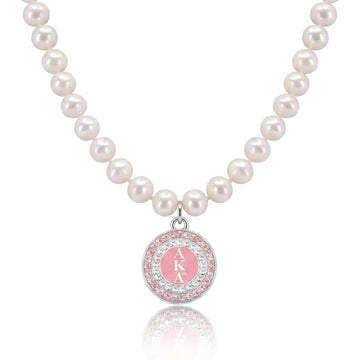 AKA Pink Round Charm Pearl Necklace