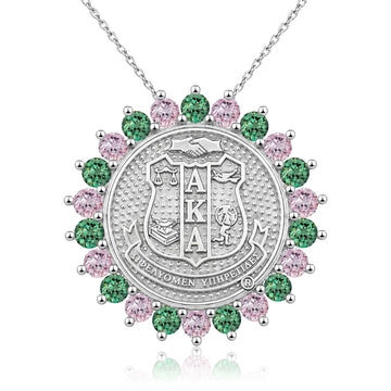 Sunburst AKA Shield Pink and Green Pendant Sterling Silver (Chain Sold Separately)