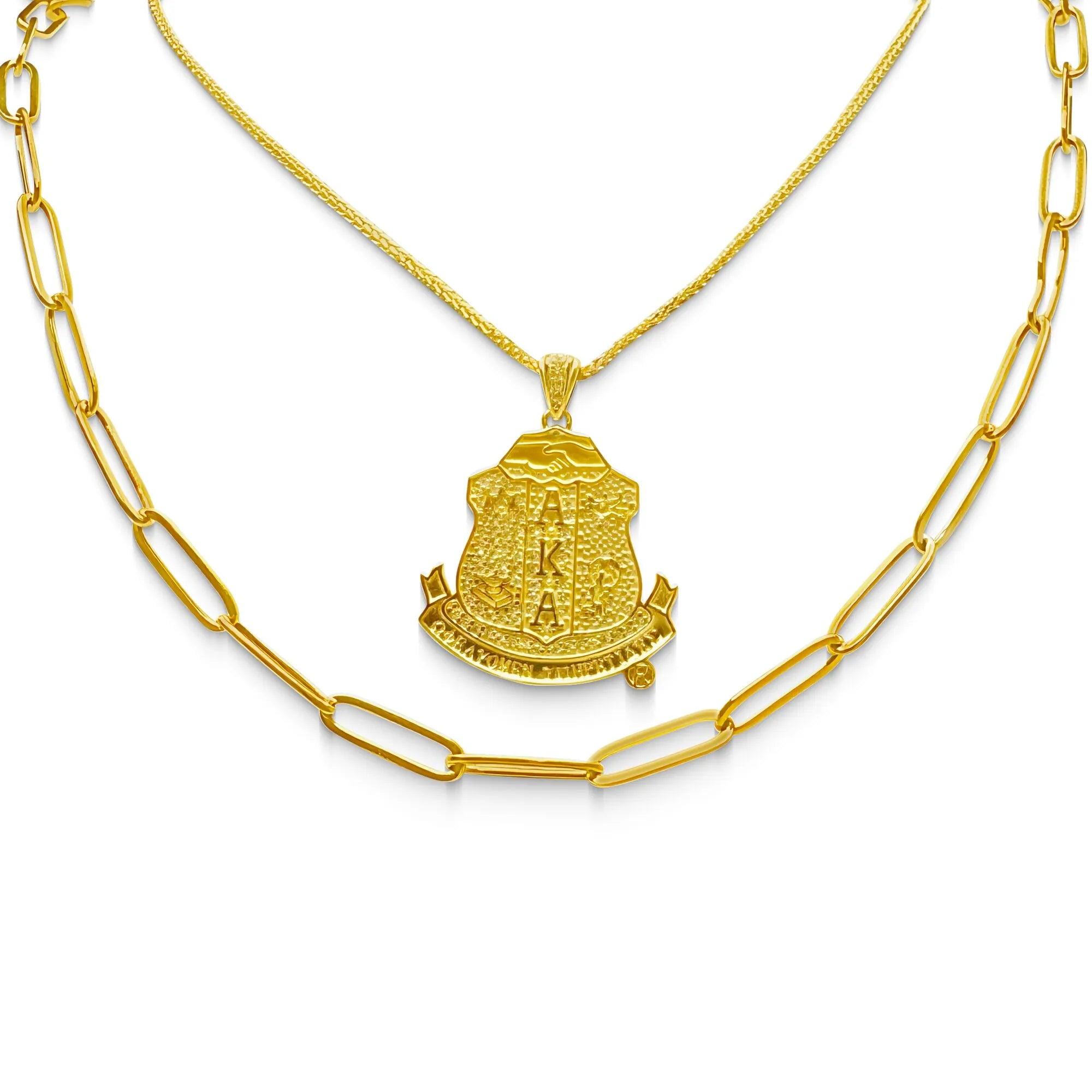 Herringbone Necklace and Paperclip Necklace Set in Gold and Silver