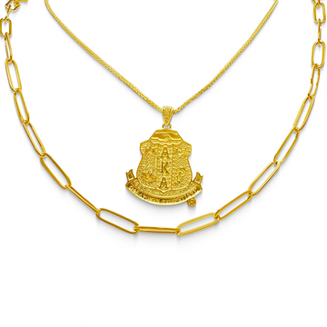 Herringbone Necklace and Paperclip Necklace Set in Gold