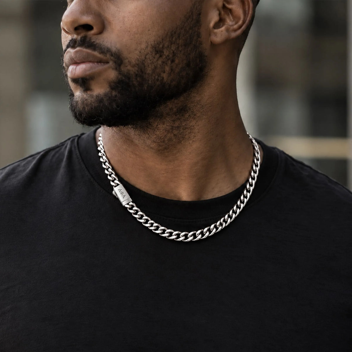 Alpha Phi Alpha Silver Cuban Chain Necklace