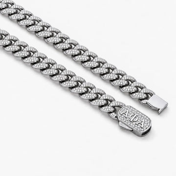 Alpha Phi Alpha Iced Out Silver Cuban Chain Necklace