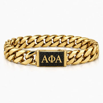 Alpha Phi Alpha Black Pavé Cuban Link Bracelet