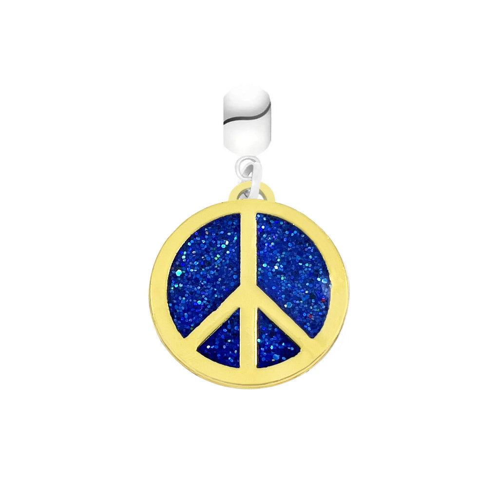 Blue and Gold Peace Sign - Gratia Pearl