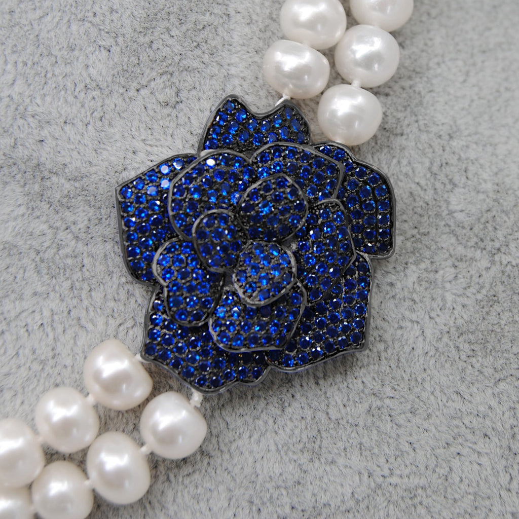 Blue Rose Natural Pearl Necklace - Gratia Pearl