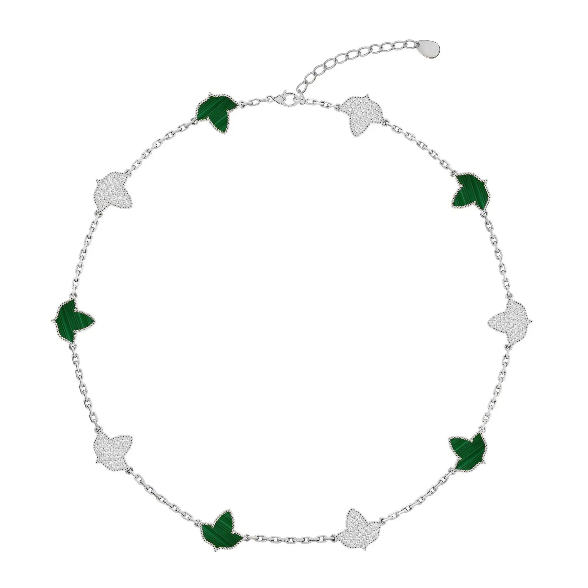 AKA 10 Ivy Malachite Necklace Sterling Silver