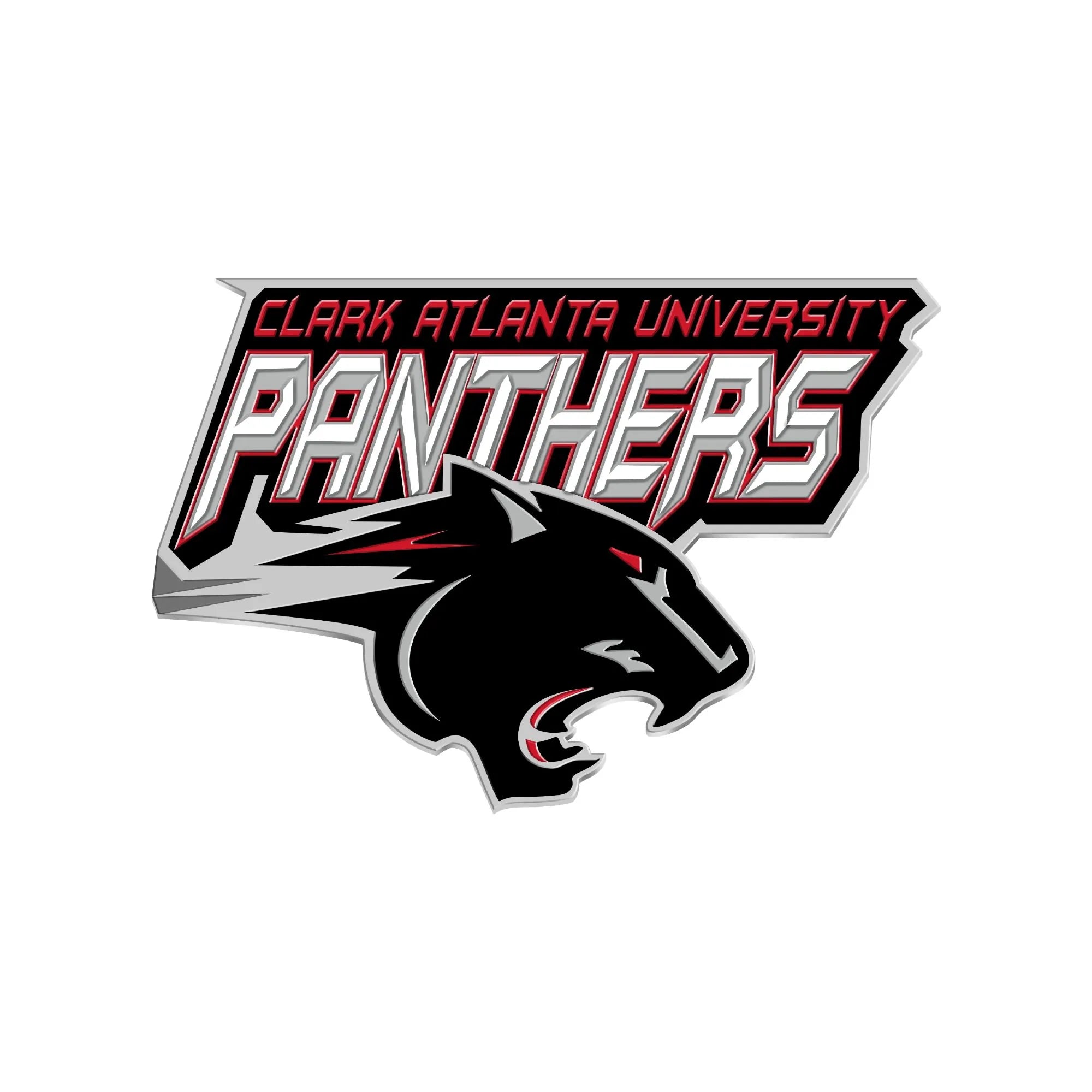 Clark Atlanta University Panther Pin – Front view, silver-plated, pin