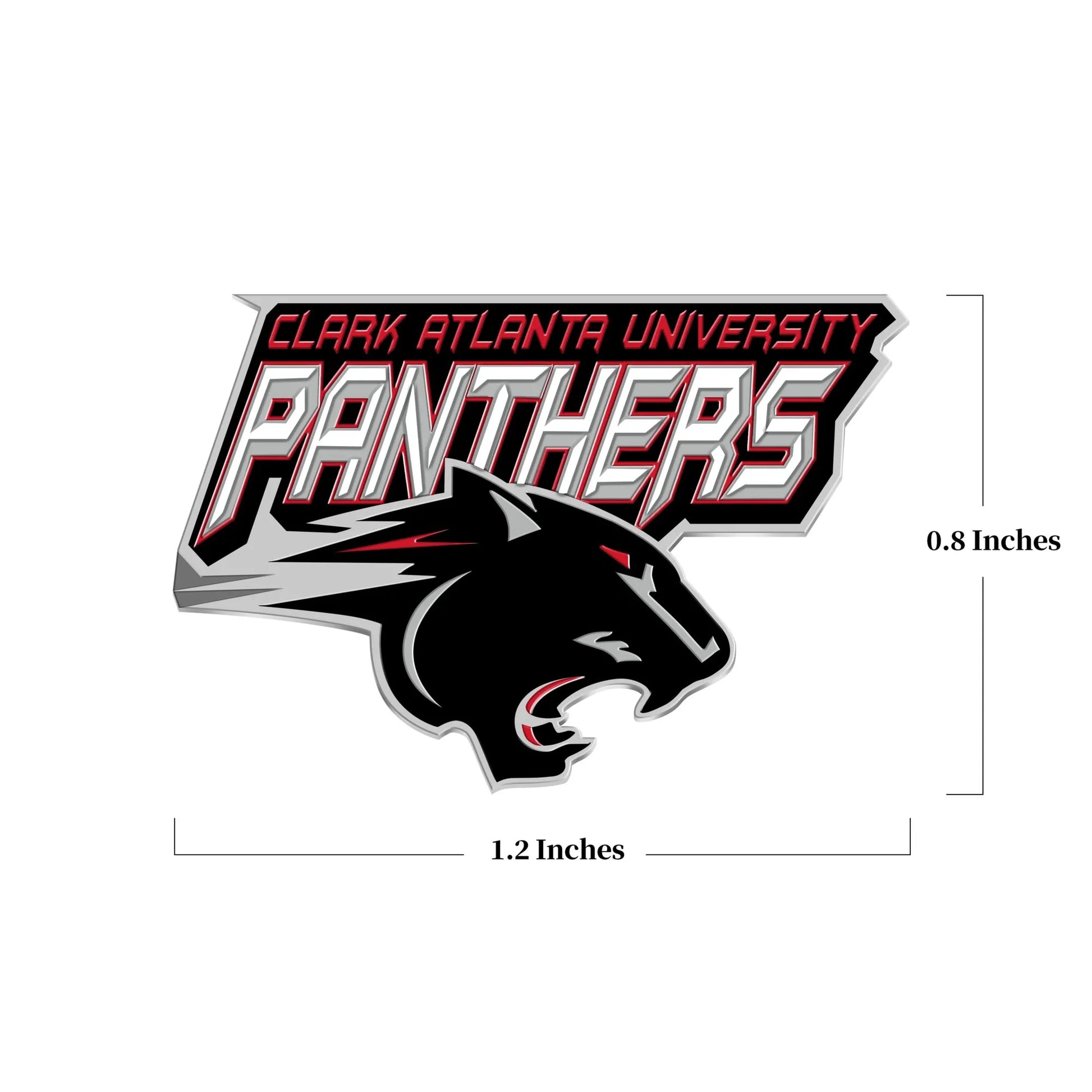 Clark Atlanta University Panther Pin – Front view with dimensions overlay