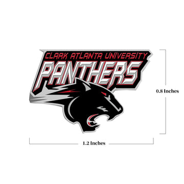 Clark Atlanta University Panther Pin – Front view with dimensions overlay