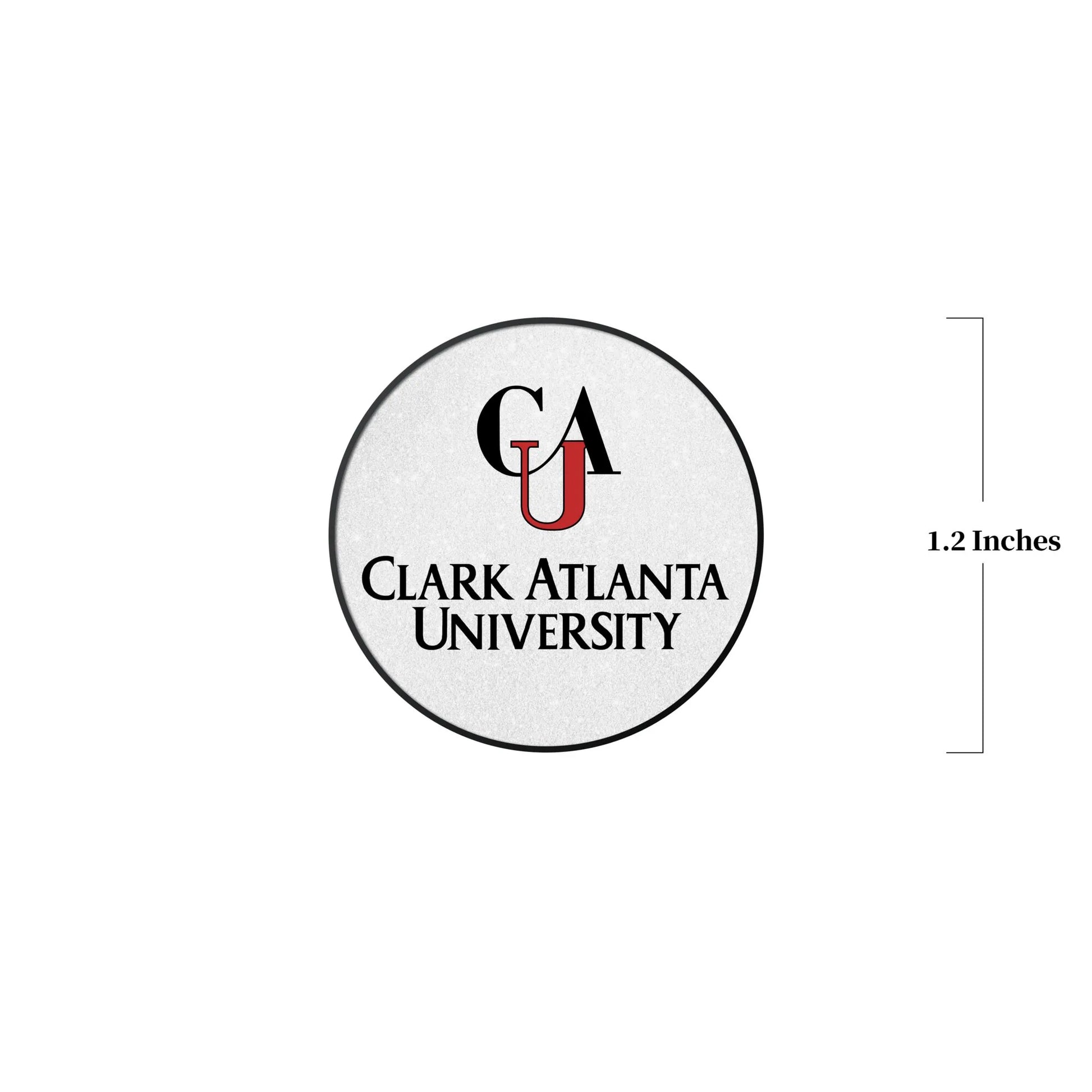 Clark Atlanta University Pin – Front view with dimensions overlay