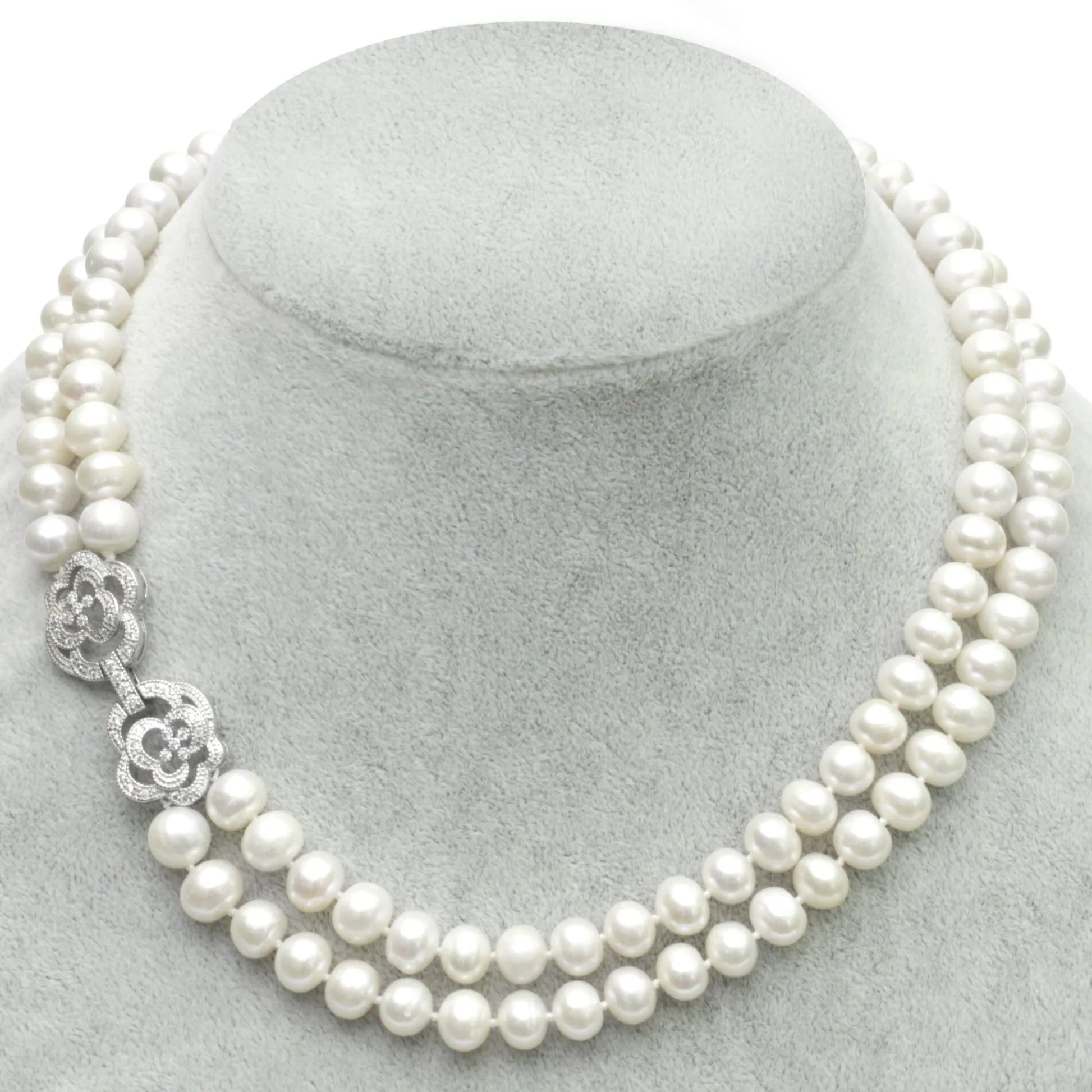 Double Rose Pearl Necklace - Gratia Pearl