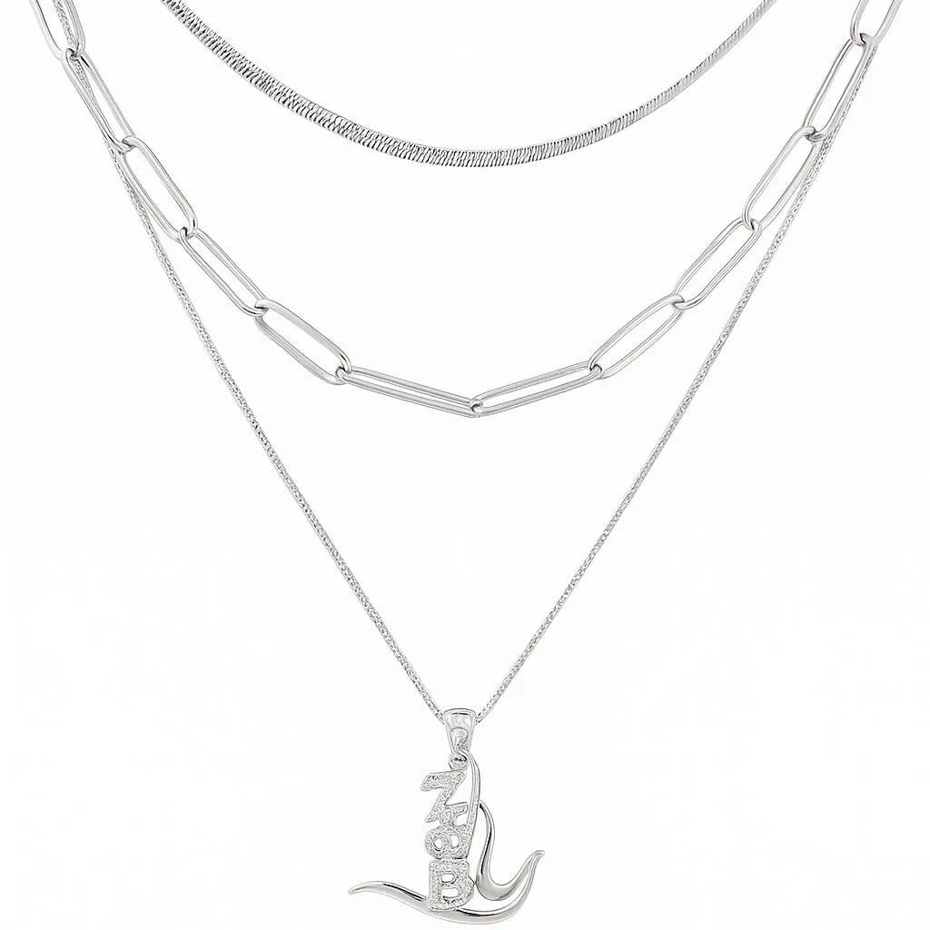 Herringbone Necklace and Paperclip Necklace Set in Gold and Silver