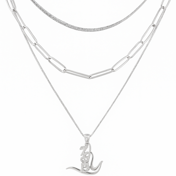 Herringbone Necklace and Paperclip Necklace Set in Gold