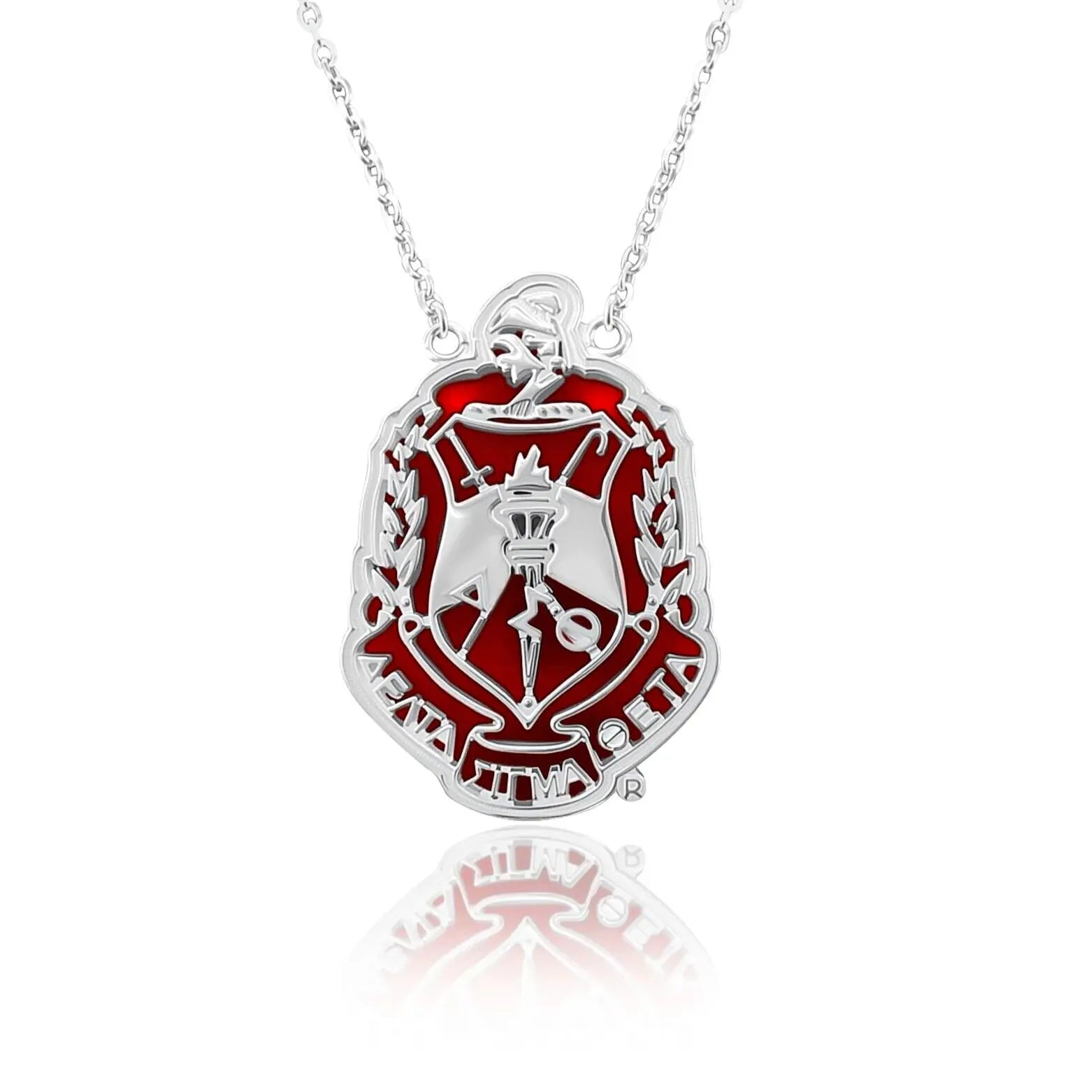 ΔΣΘ Crest Red Agate Sterling Silver Necklace- Delta Sigma Theta