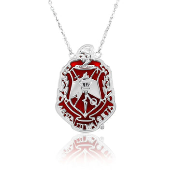 ΔΣΘ Crest Red Agate Sterling Silver Necklace- Delta Sigma Theta