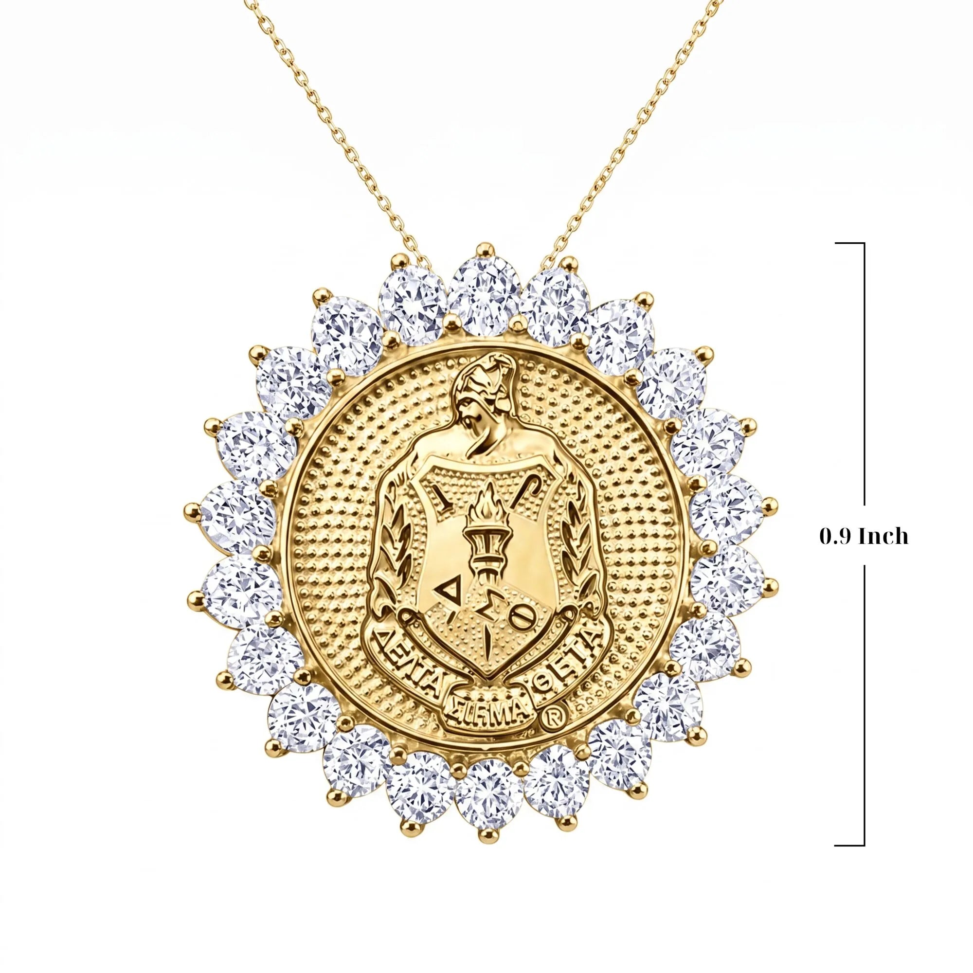 Sunburst ΔΣΘ Crest Pendant Gold Vermeil (Chain Sold Separately) - Delta Sigma Theta