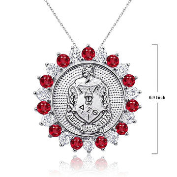 Sunburst ΔΣΘ Crest Pendant with Ruby (Chain Sold Separately) - Delta Sigma Theta
