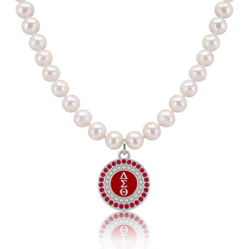 ΔΣΘ Round Charm Pearl Necklace -Delta Sigma Theta