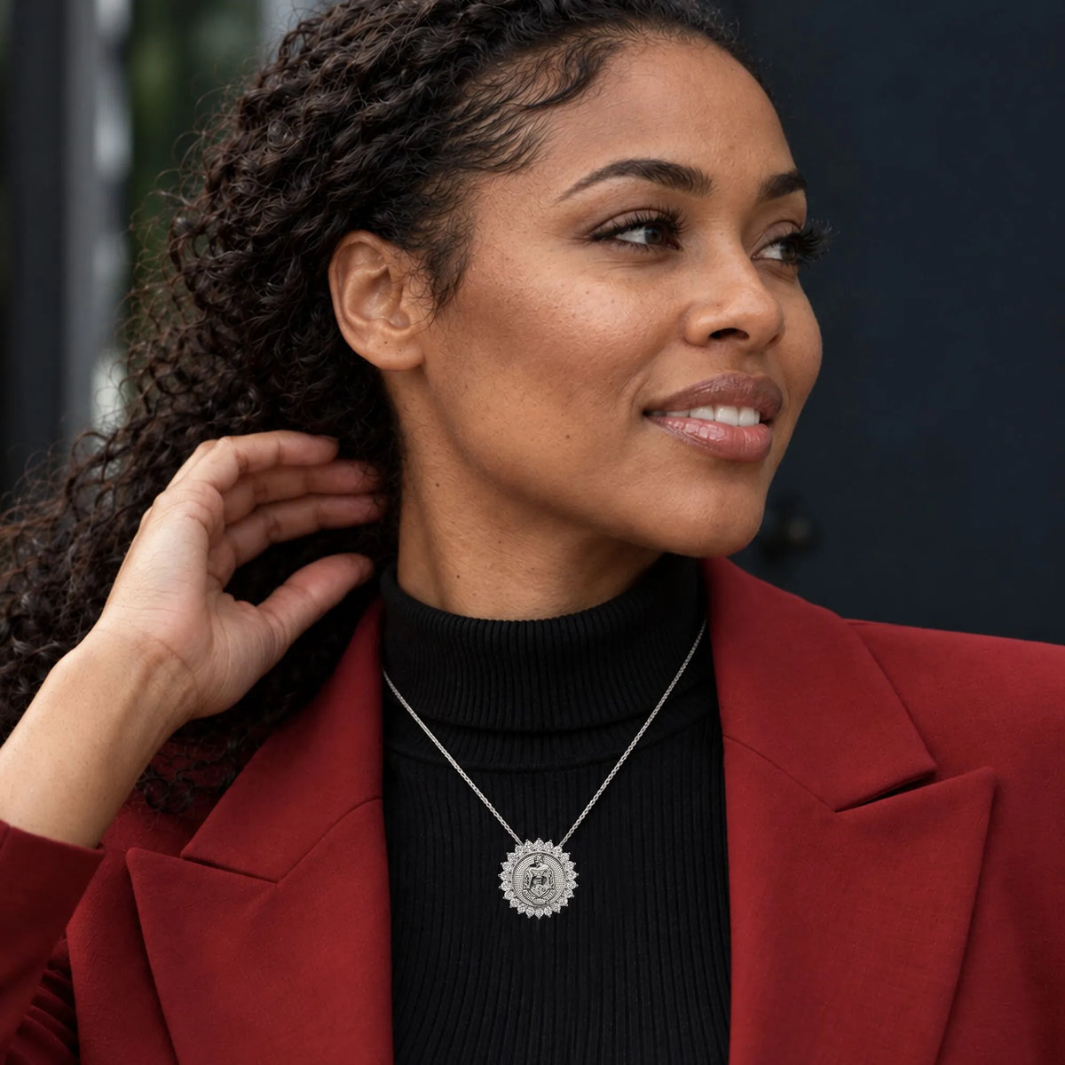Sunburst ΔΣΘ Crest Pendant Sterling Silver (Chain Sold Separately) - Delta Sigma Theta