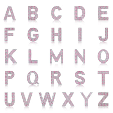 Pink Letter F Charm with available English letter styles