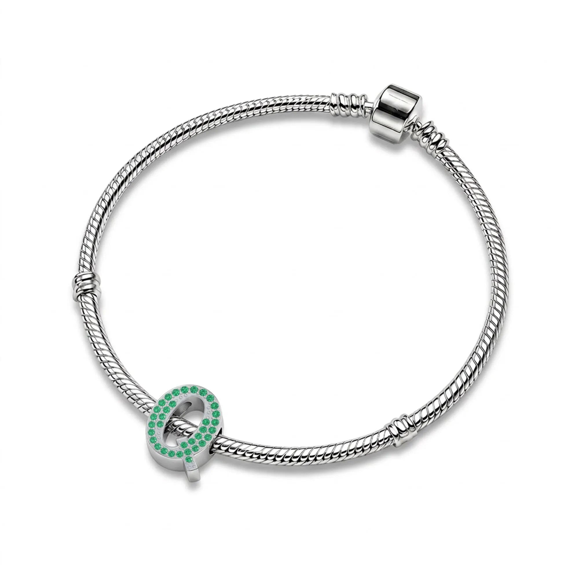 Green Letter Q Charm