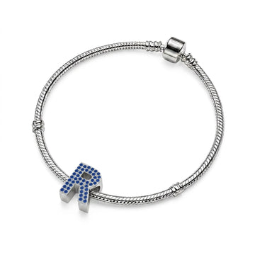 Blue Letter R Charm