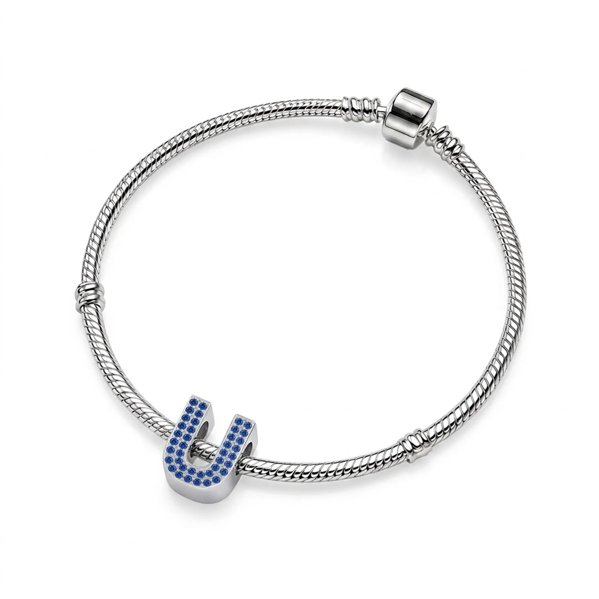 Blue Letter U Charm