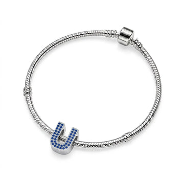 Blue Letter U Charm
