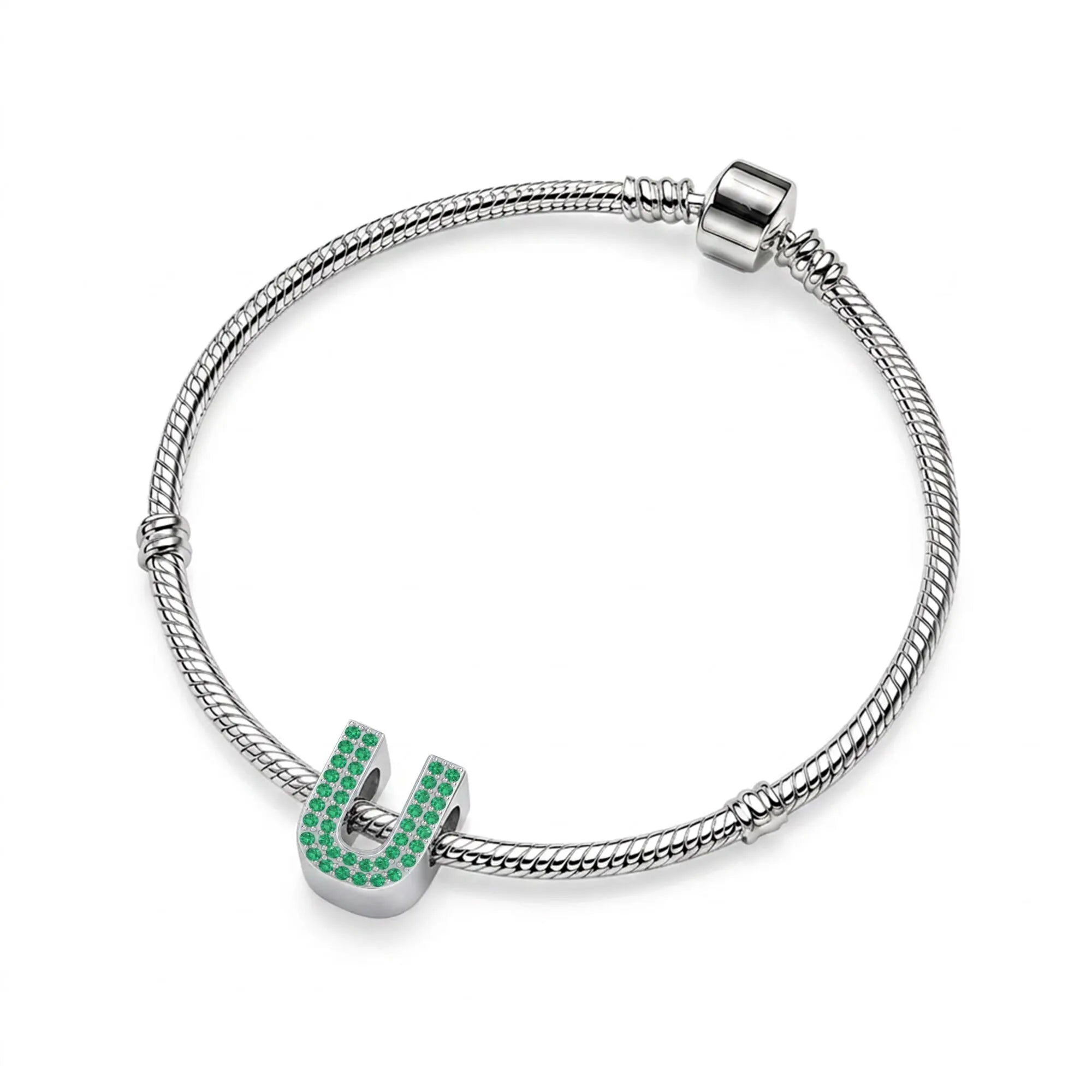 Green Letter U Charm