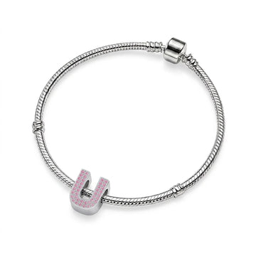 Pink Letter U Charm