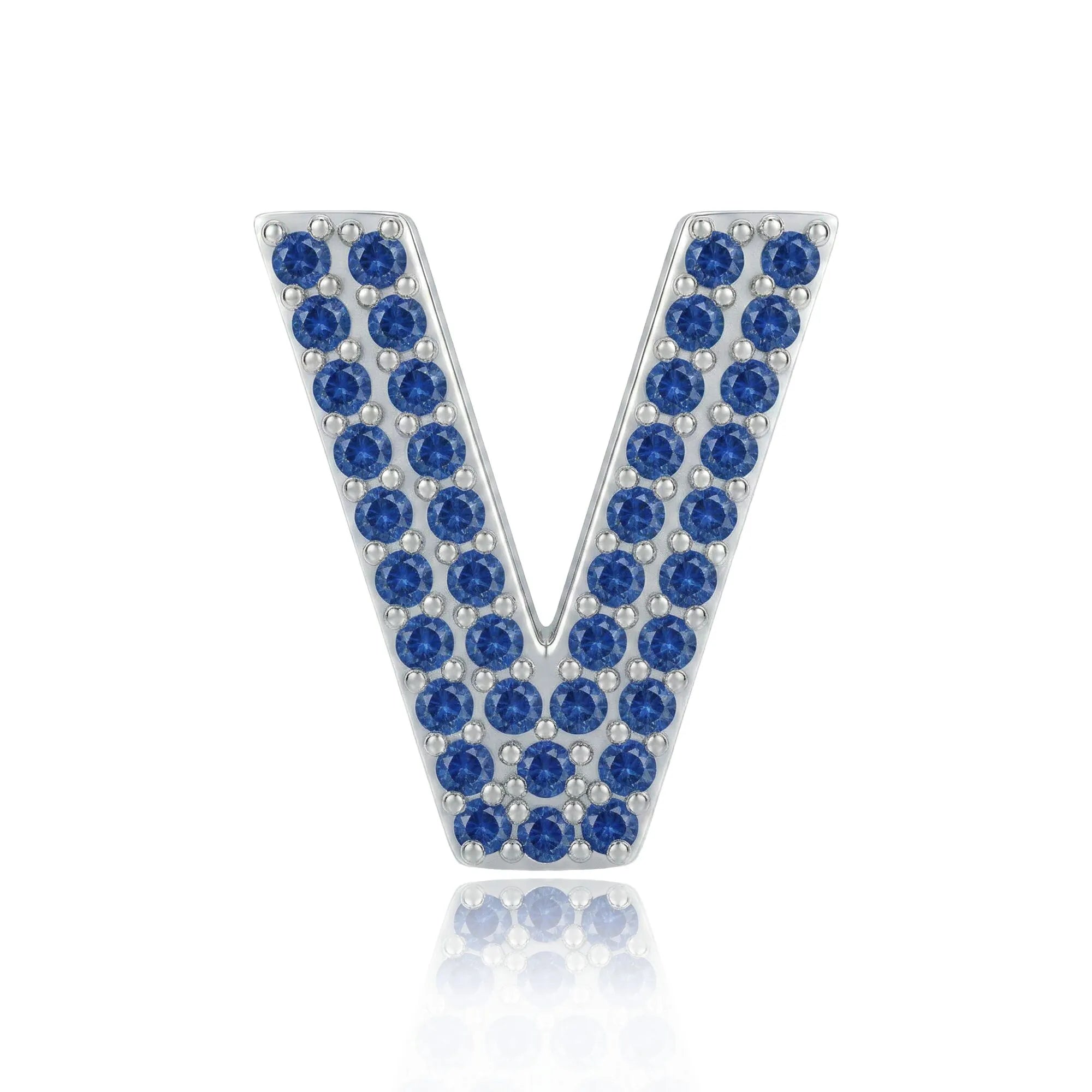 Blue Letter V Charm