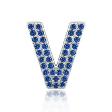 Blue Letter V Charm
