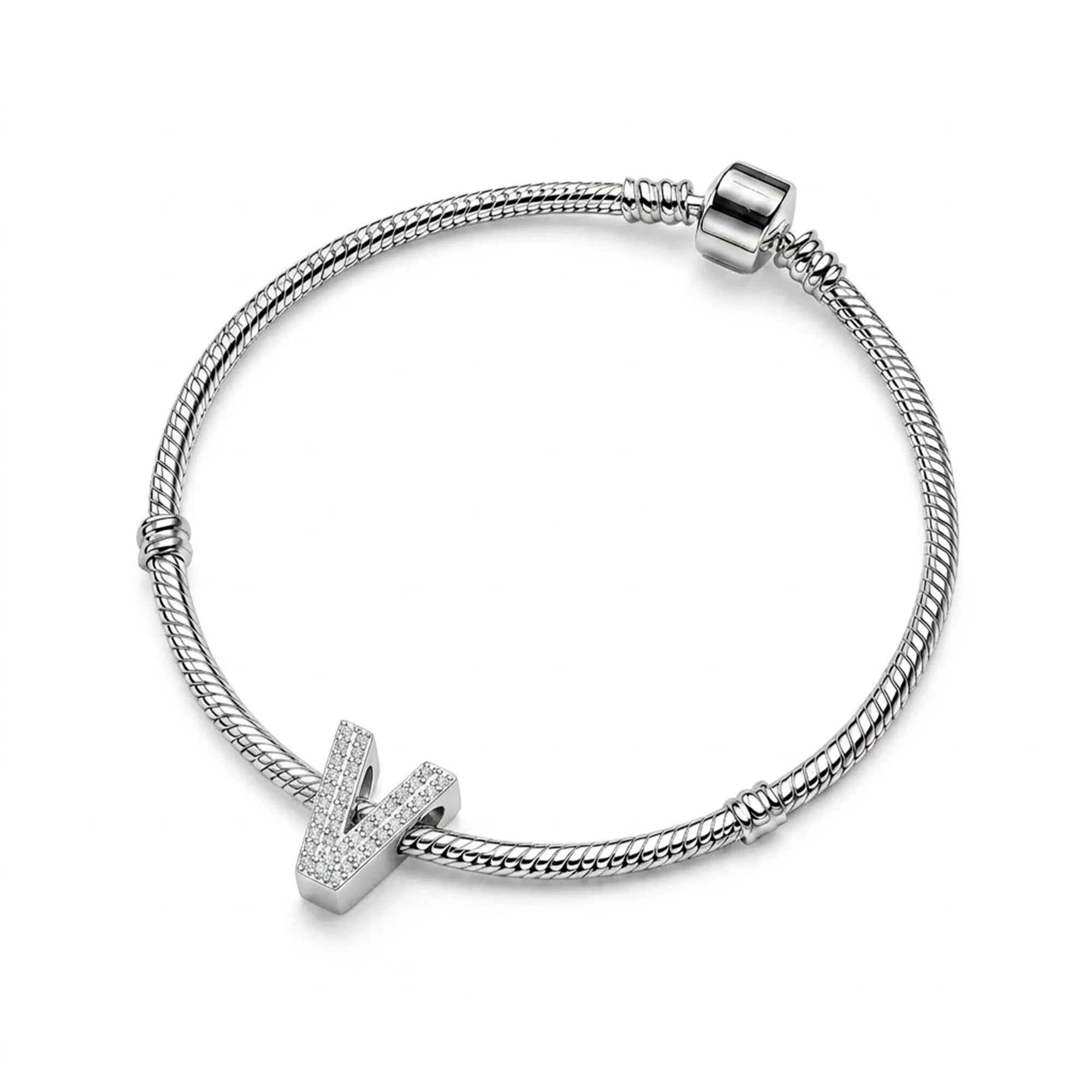 Silver Letter V Charm