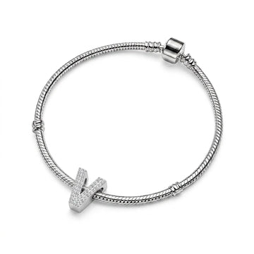 Silver Letter V Charm
