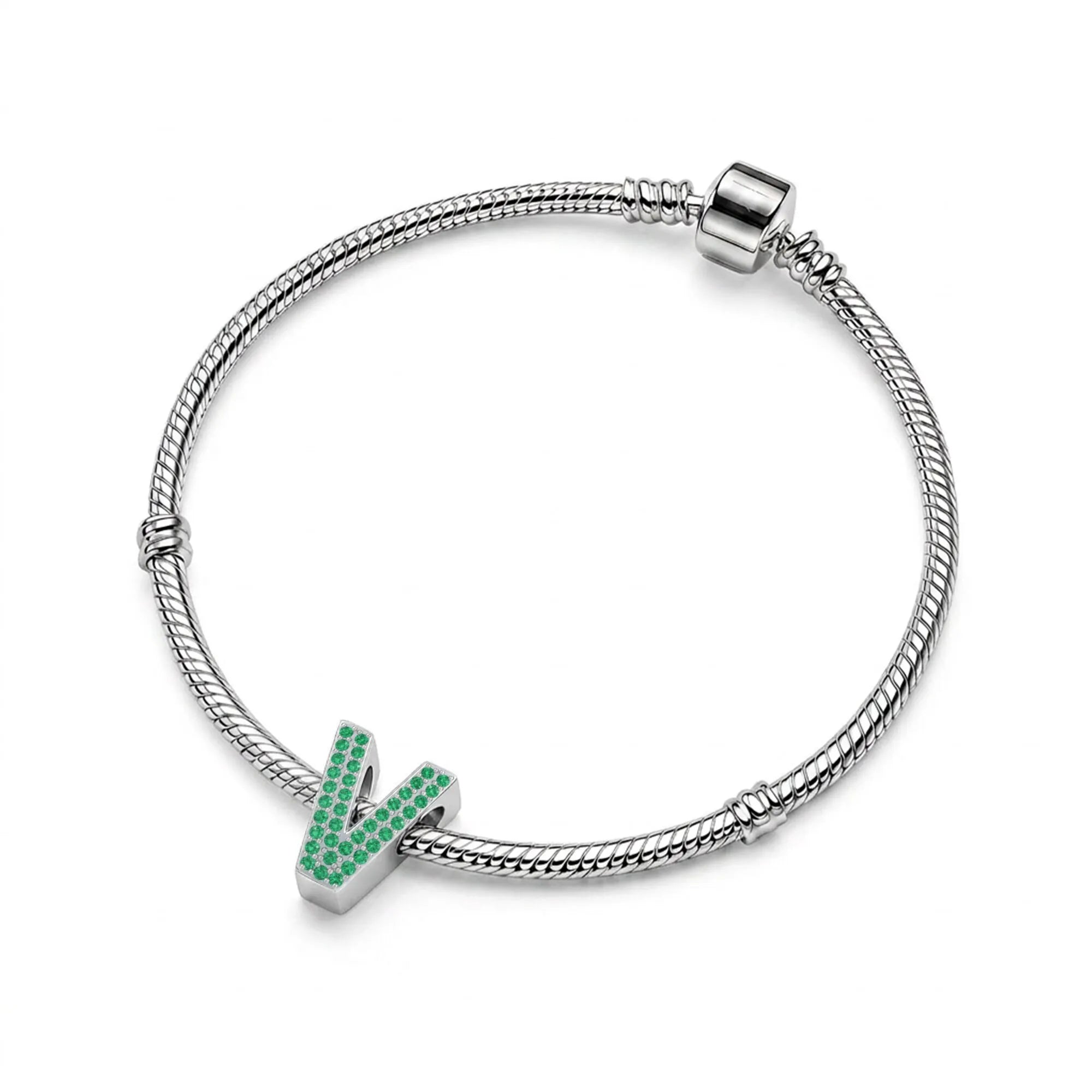 Green Letter V Charm