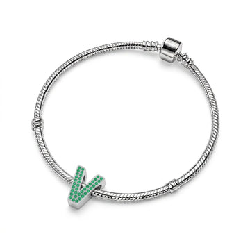 Green Letter V Charm